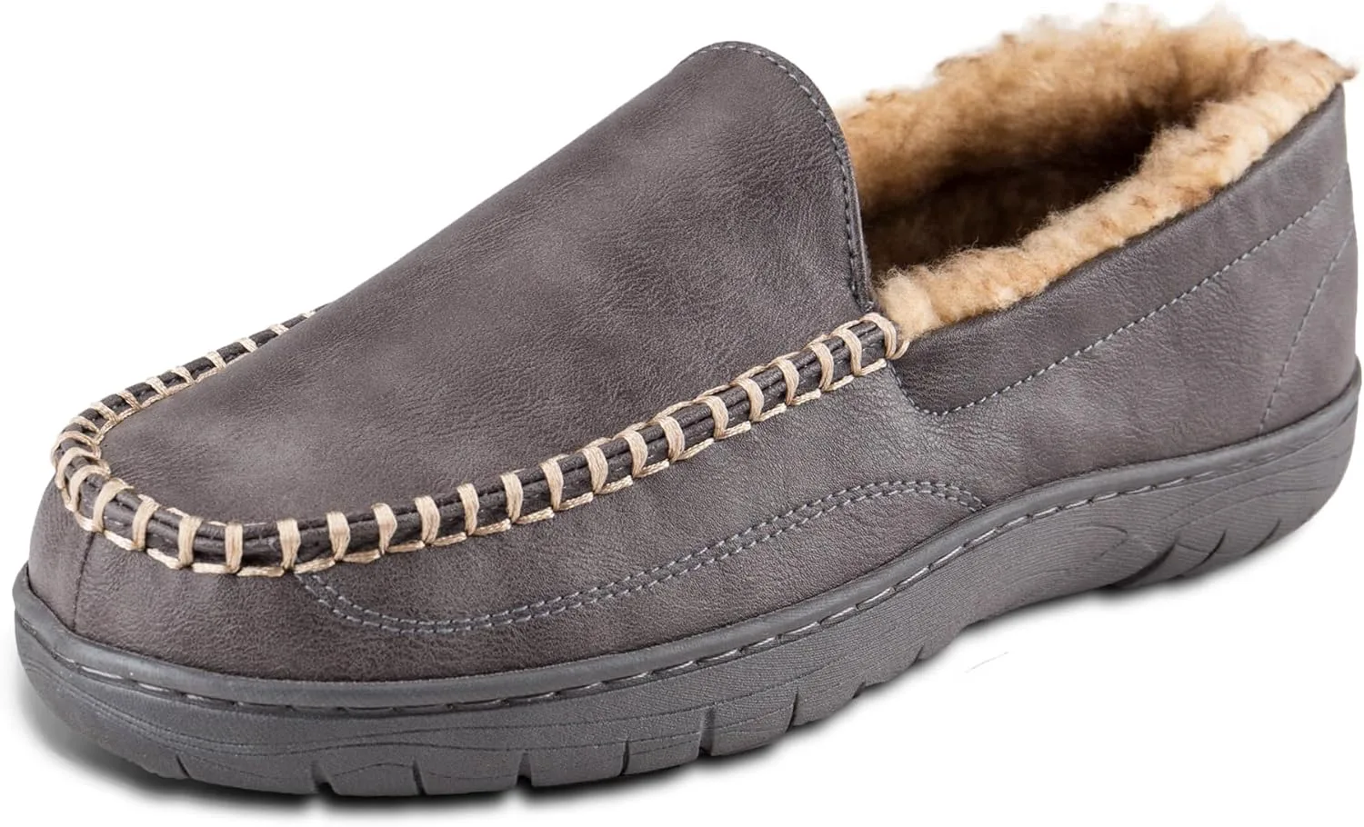 Мужские домашние тапочки Haggar Venetian Slipper для дома и улицы с комфортом из пены с эффектом памяти, серый — фото 4