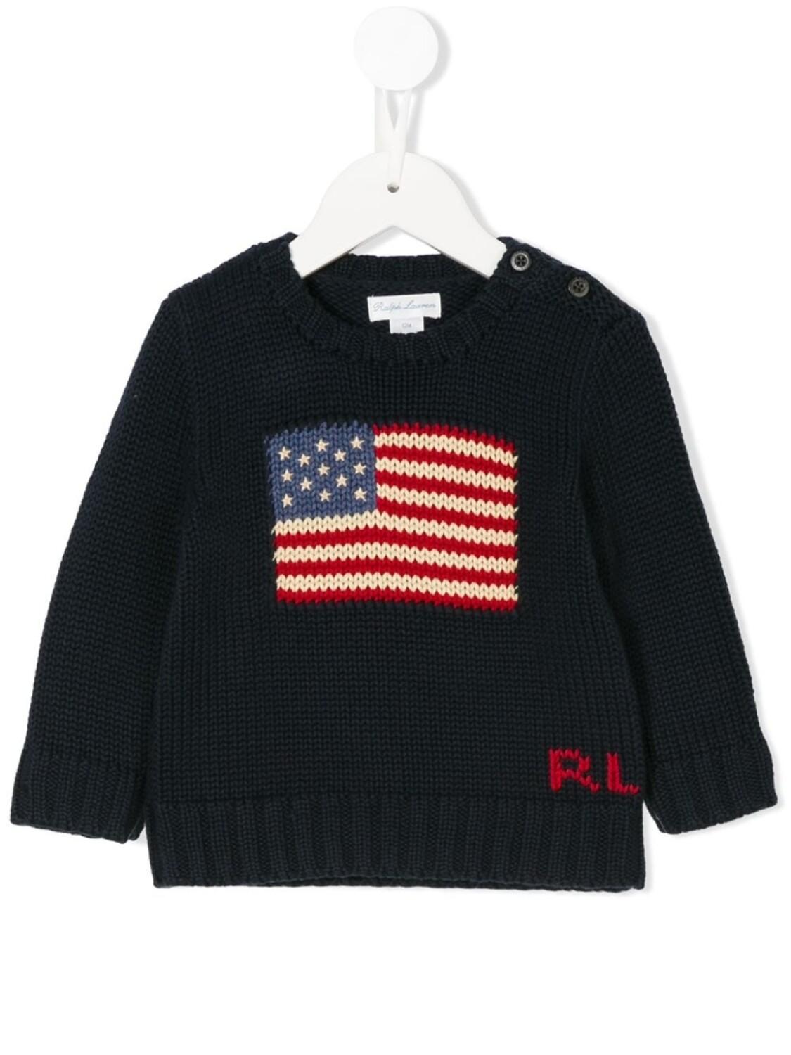 

Ralph Lauren Kids вязаный свитер с логотипом, синий