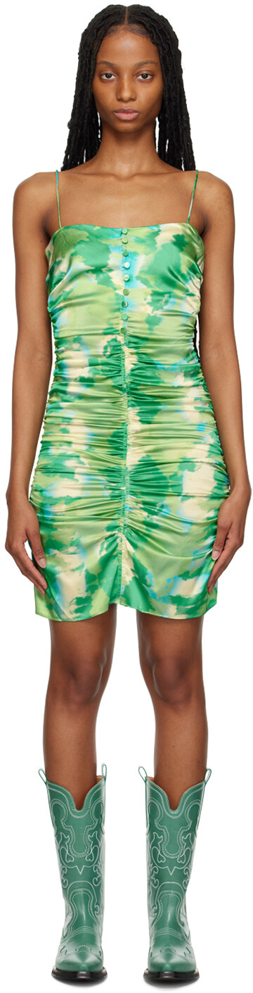 

SSENSE Эксклюзивное зеленое мини-платье GANNI, Lily green