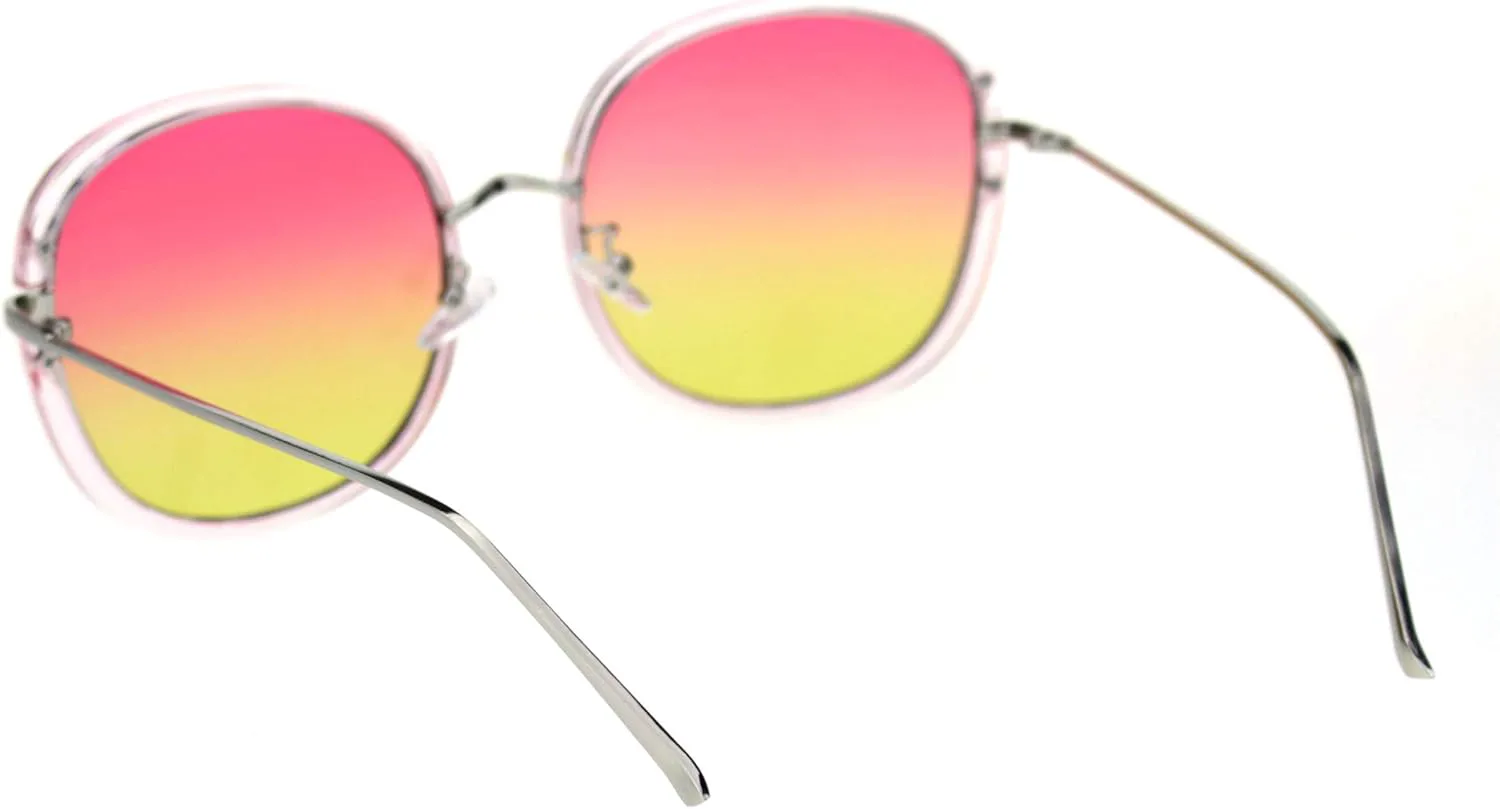 

Солнцезащитные очки PASTL в закругленной квадратной оправе для женщин, модные очки большого размера, защита от УФ-излучения UV 400, Pink Silver (Pink Yellow)