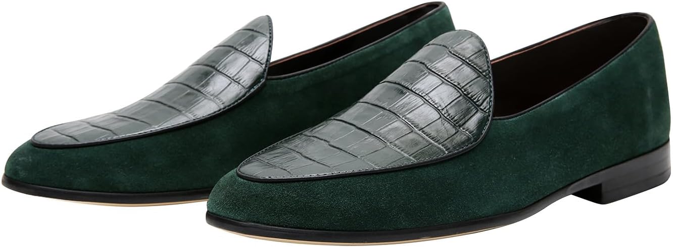 

Мужские лоферы Santimon, удобные без застежек, повседневные и классические, из натуральной кожи, лоферы с монеткой, для выпускного, свадьбы, официальных мероприятий, деловые мокасины из замши, туфли смокинг для мужчин, зеленый