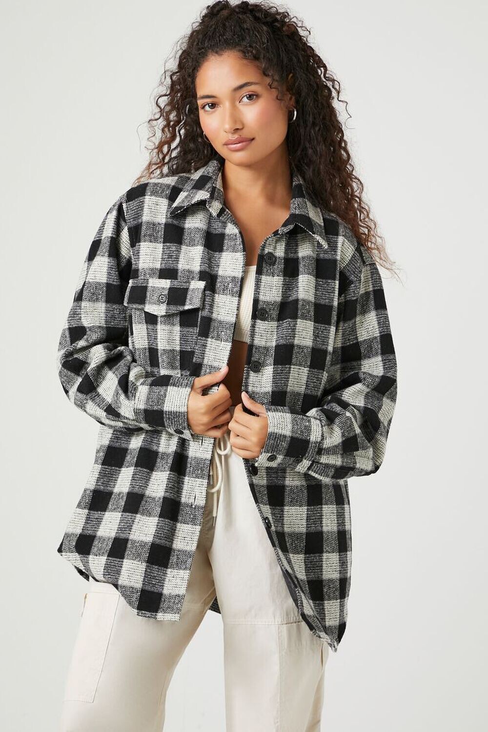 

Клетчатая куртка дальнобойщика Forever 21, черный
