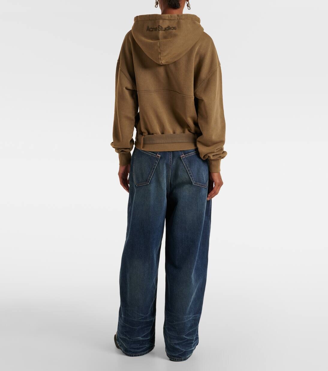 Толстовка с капюшоном из хлопкового джерси Acne Studios, цвет mud brown — фото 3
