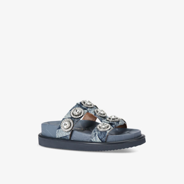 Плетеные сандалии orson на плоской подошве с кристаллами Kurt Geiger London, цвет denim — фото 3
