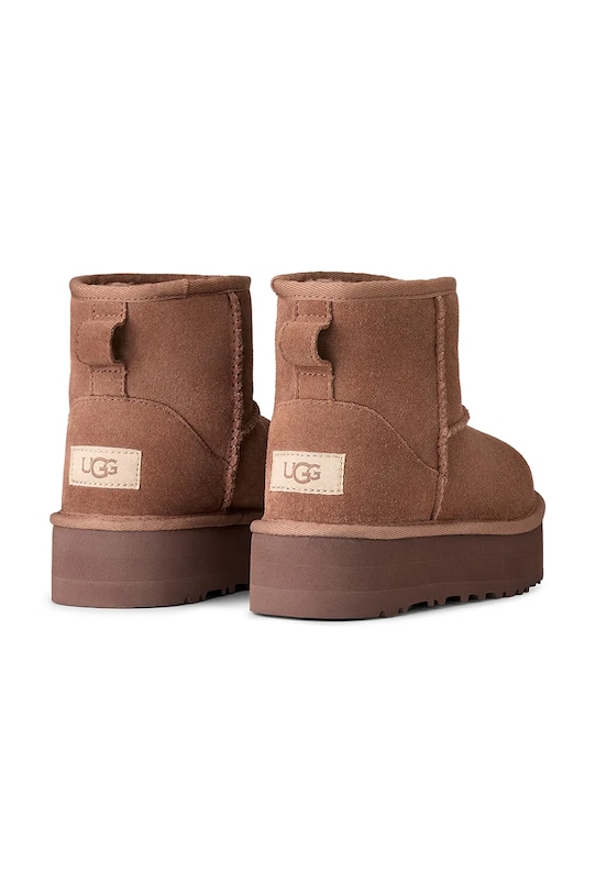 Детские зимние сапожки CLASSIC MINI PLATFORM из замши Ugg, коричневый — фото 3
