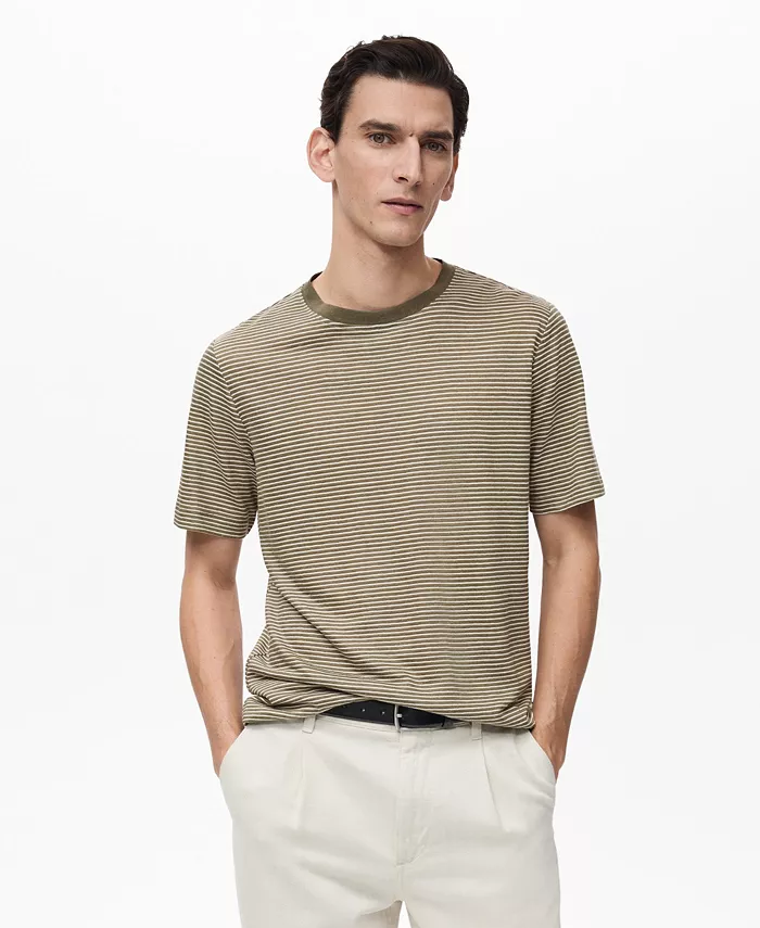 

Мужская футболка Regular-Fit в полоску MANGO, зеленый