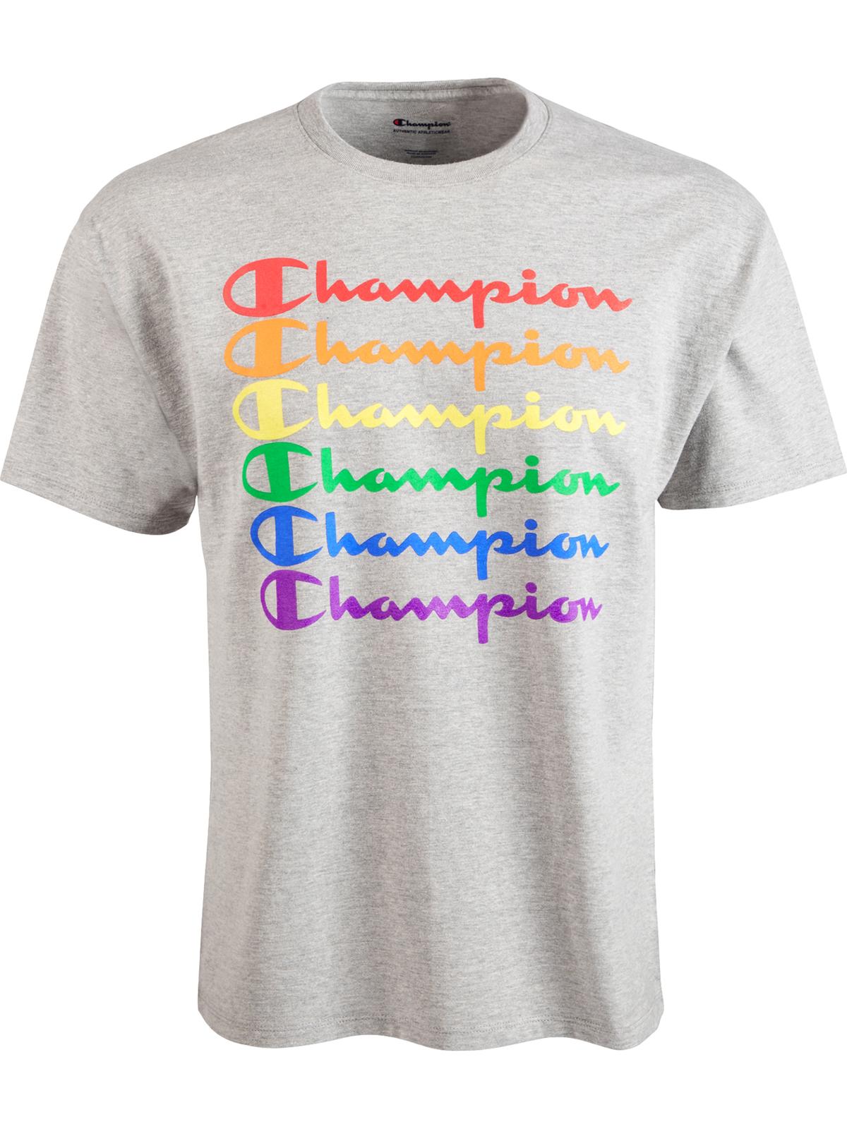 

Футболка мужская меланжевая с круглым вырезом и логотипом Champion, цвет grey multi