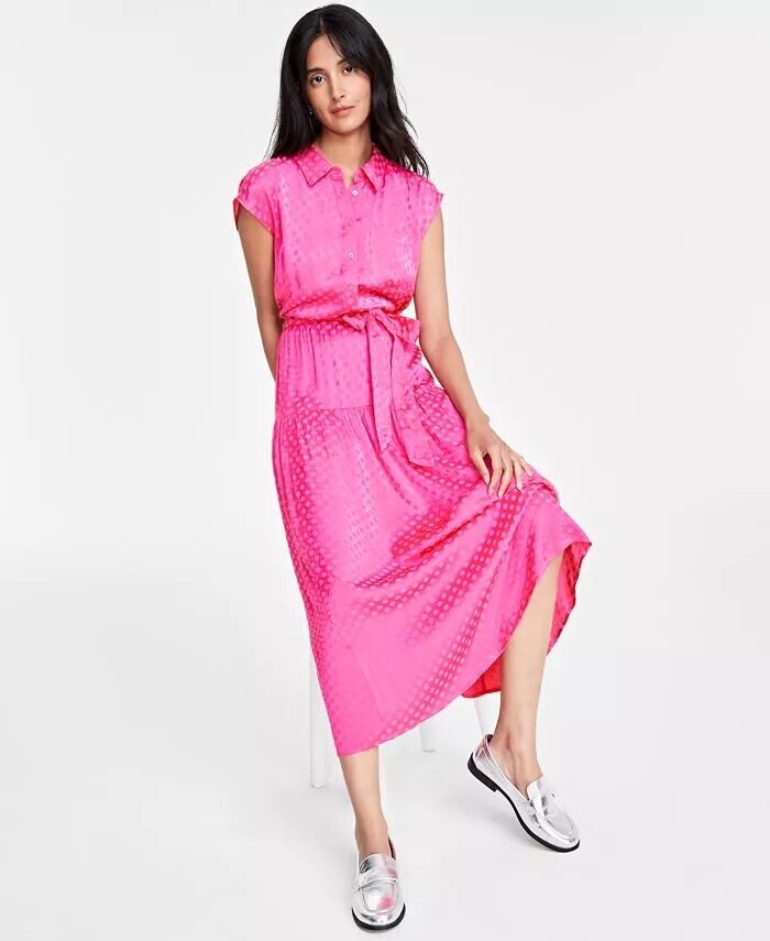 

Женское жаккардовое платье-рубашка миди в тон On 34th, розовый