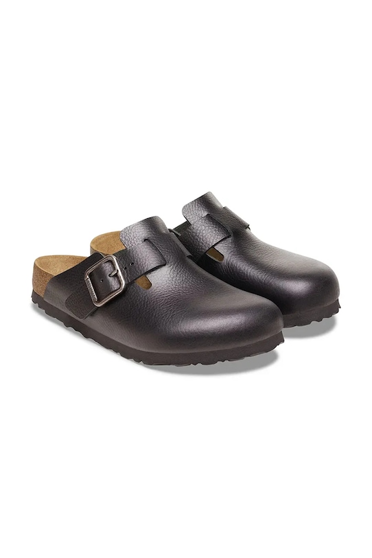 Бостонские винтажные кожаные шлёпанцы с деревянной пряжкой Birkenstock, черный — фото 3
