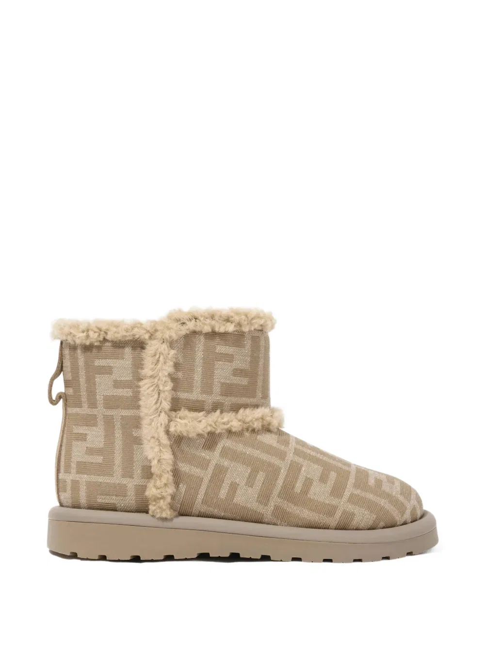 Сапоги с логотипом FF, отделанные овчиной Fendi Kids, нейтральный — фото 2