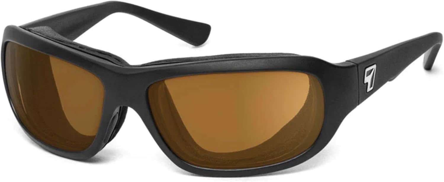 

7 солнцезащитных очков ASPEN с мягкой подкладкой и защитой от ветра, для использования на открытом воздухе, 100% защита от UVA + UVB лучей 7 EYE, Matte Black Frame/Sharpview Copper Lenses