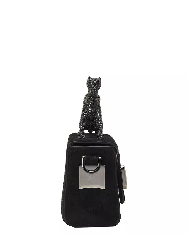 Сумка из нанокожи Pencil Cat с эффектом пони и стразами. Lanvin, черный — фото 4