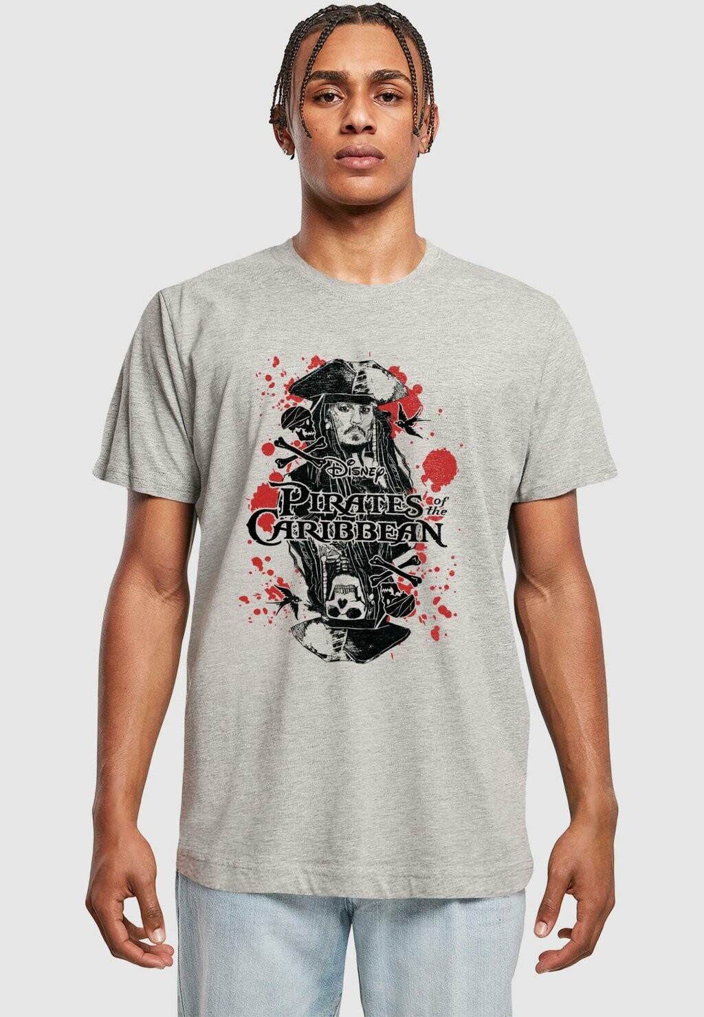 

Футболка с принтом PIRATES OF THE CARRIBEAN JACK SPARROW ABSOLUTE CULT, светло-серый