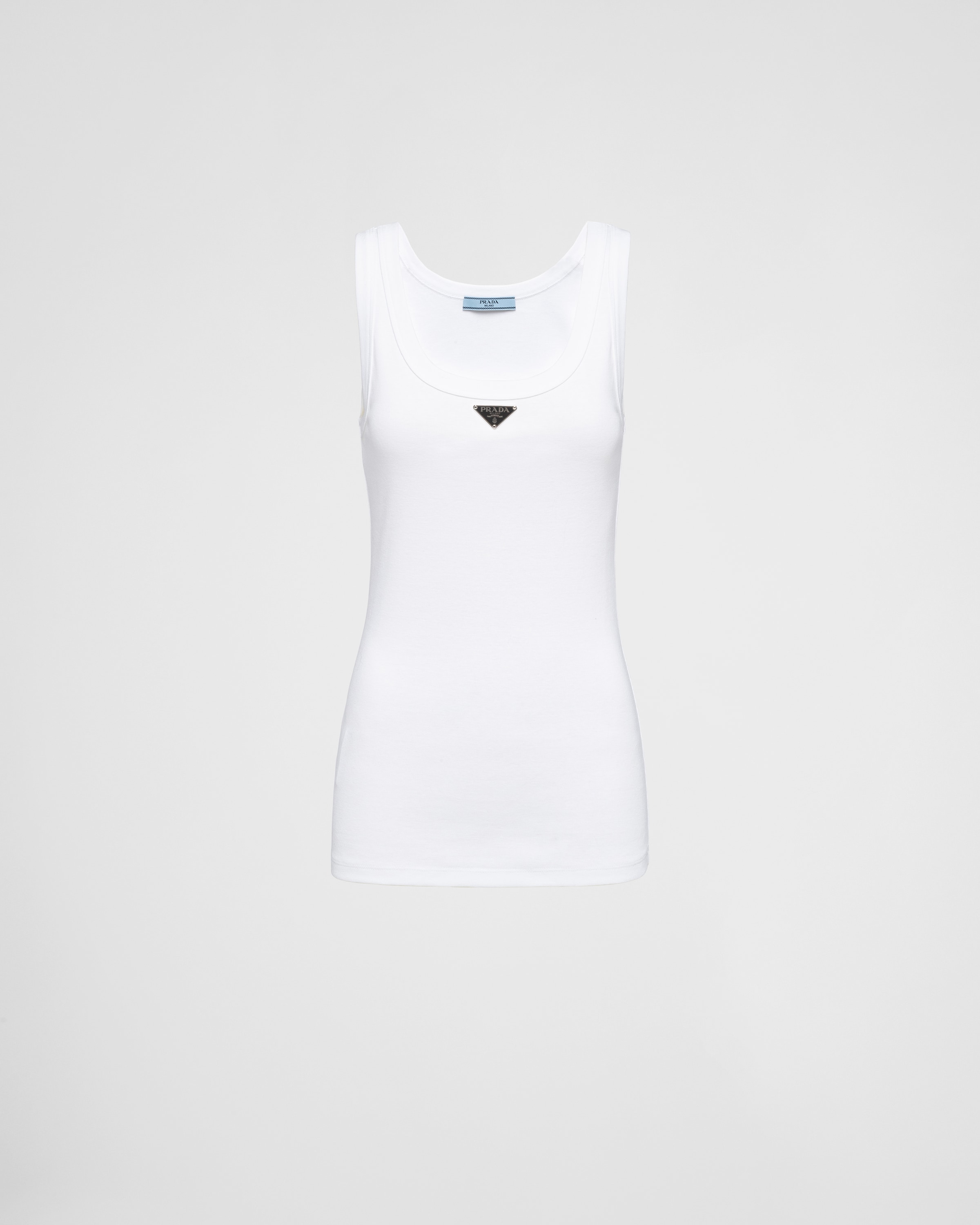 

Майка из трикотажного ребристого джерси Prada, белый