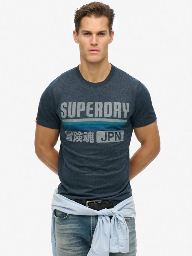 

Расслабленная футболка в японскую полоску Superdry, цвет Eclipse Navy Marl