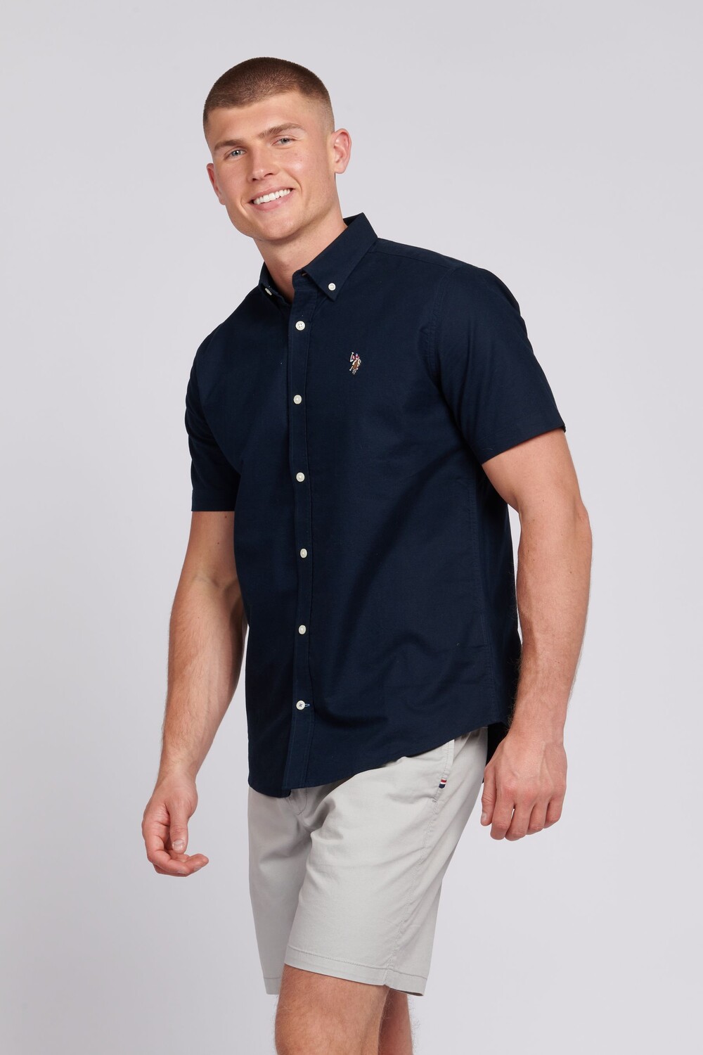 

Мужская оксфордская рубашка с коротким рукавом U.S. Polo Assn, синий