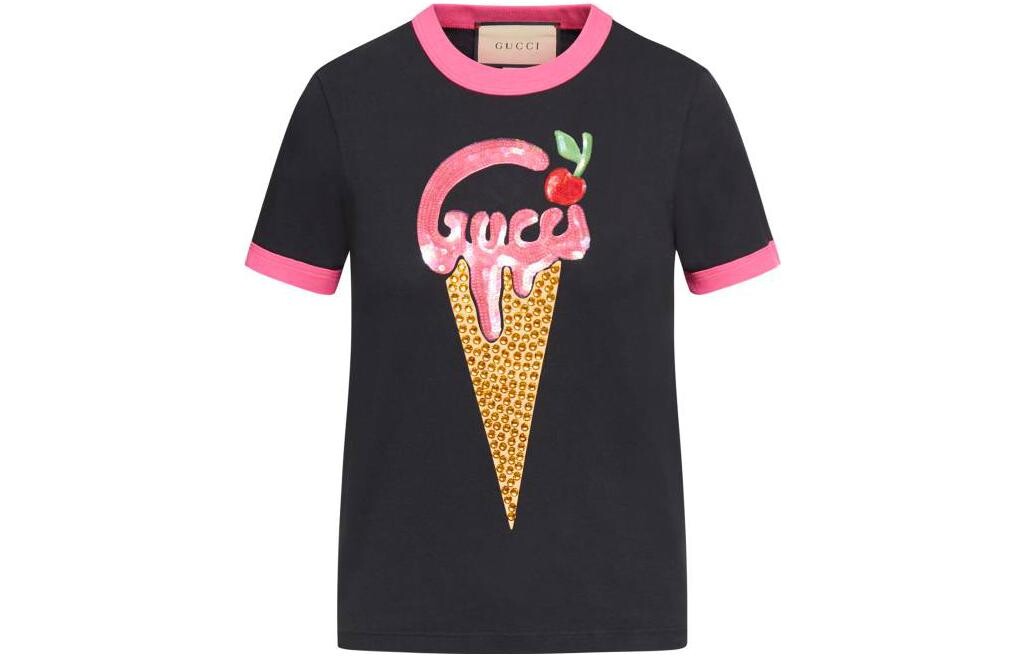 

Футболка женская Gucci, черный / розовый