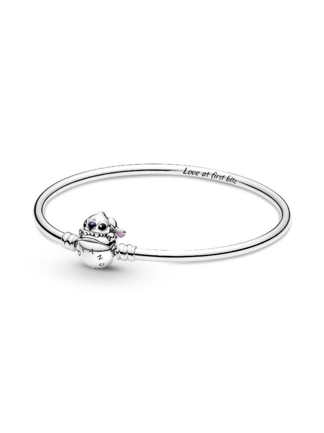 

Браслет Pandora Moments Disney Stitch Biting Clasp Bangle, стерлинговое серебро