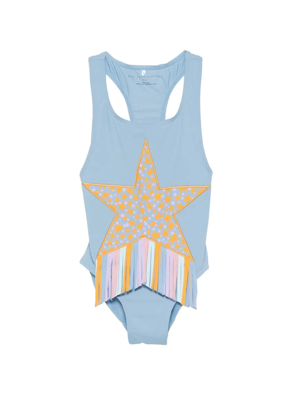 Купальник с бахромой и звездным декором Stella McCartney Kids, синий