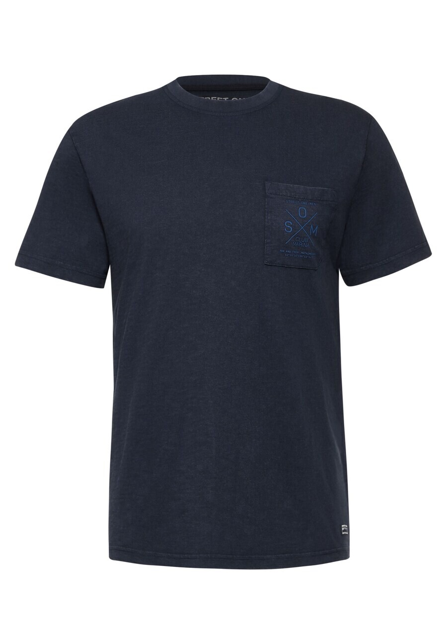 

Классическая футболка Street One MEN Shirt Slub, темно-синий