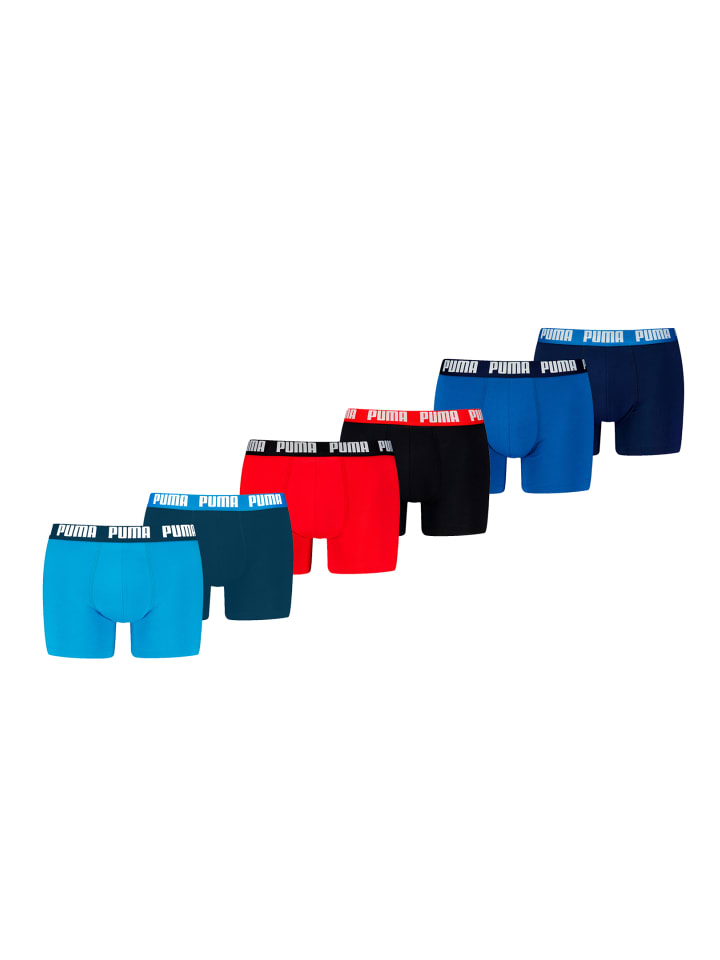 

Трусы боксеры Puma Boxershorts PUMA MEN EVERYDAY BASIC BOXERS 6P, цвет Red/Blue