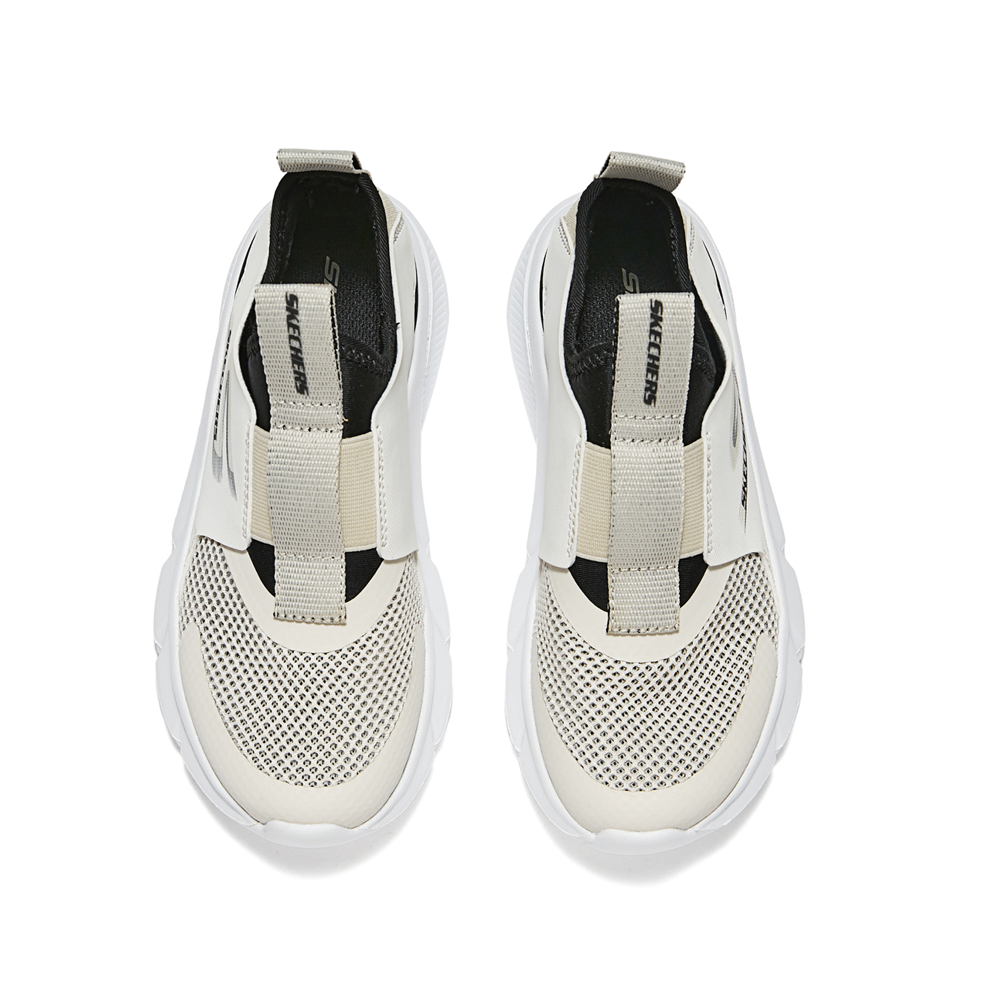 Skechers Kids Детские кроссовки с низким верхом, нескользящие, устойчивые к истиранию, отводящие влагу, черно-бежевого цвета — фото 4