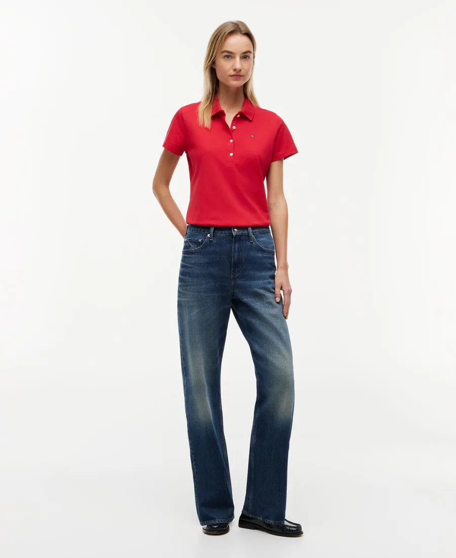 Классическая женская футболка-поло с коротким рукавом из пике Tommy Hilfiger, primary красный — фото 2