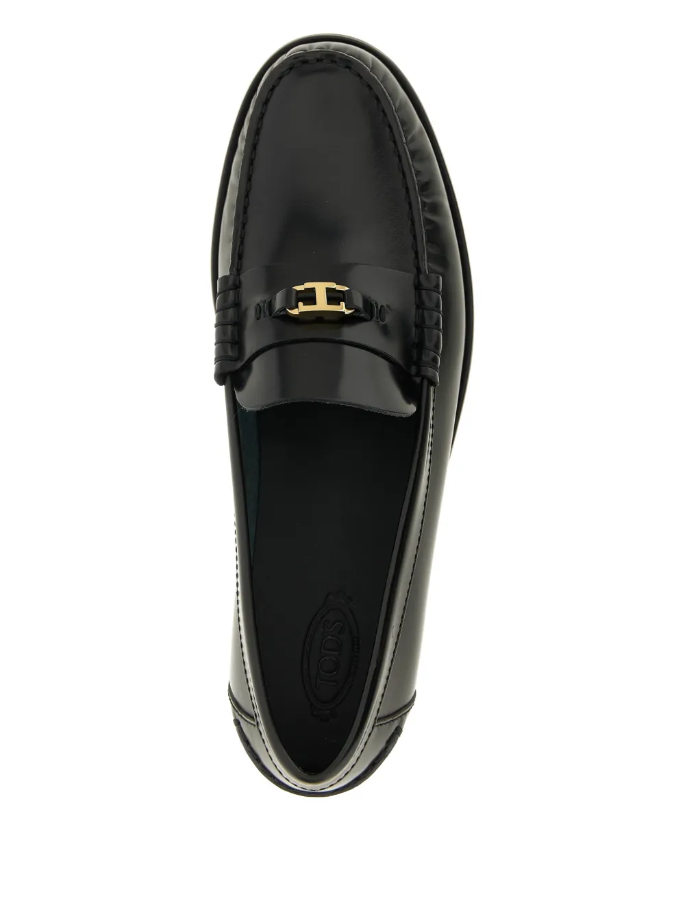 Лоферы из кожи с металлической фурнитурой Tod'S, черный — фото 4
