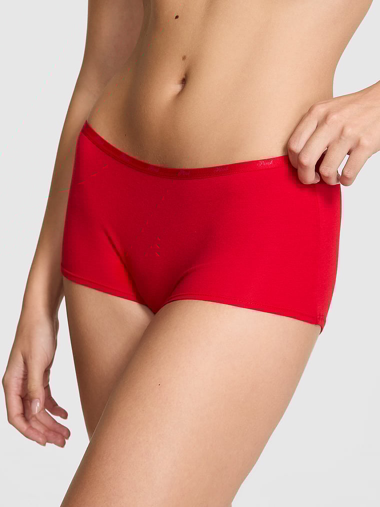 

Трусики-Шорты из хлопка с логотипом Pink, mini logo waistband bright vermillion naughty-ish diamante graphic