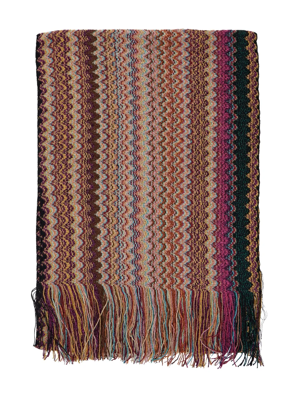 

Шарф с бахромой и узором зигзаг Missoni, коричневый