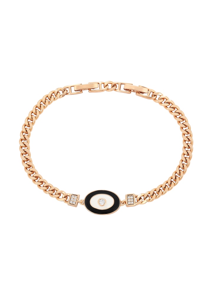 

Faina Женский браслет-цепочка в стиле «якорное плетение» из розового золота и черного цвета