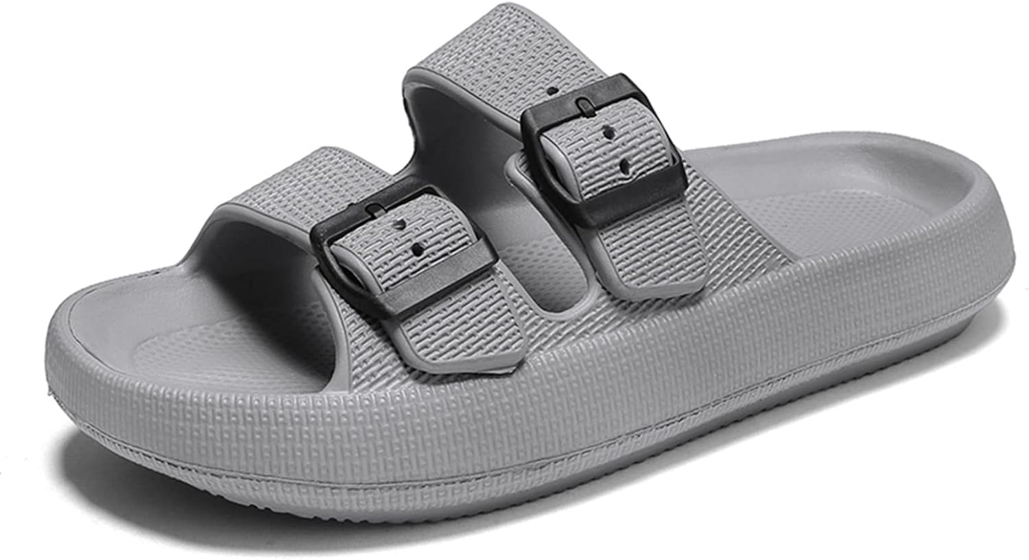 

Унисекс сандалии с двойной пряжкой, регулируемые, из EVA, комфортные, плоские, водонепроницаемые резиновые шлепанцы Cloud Eliogn, серый