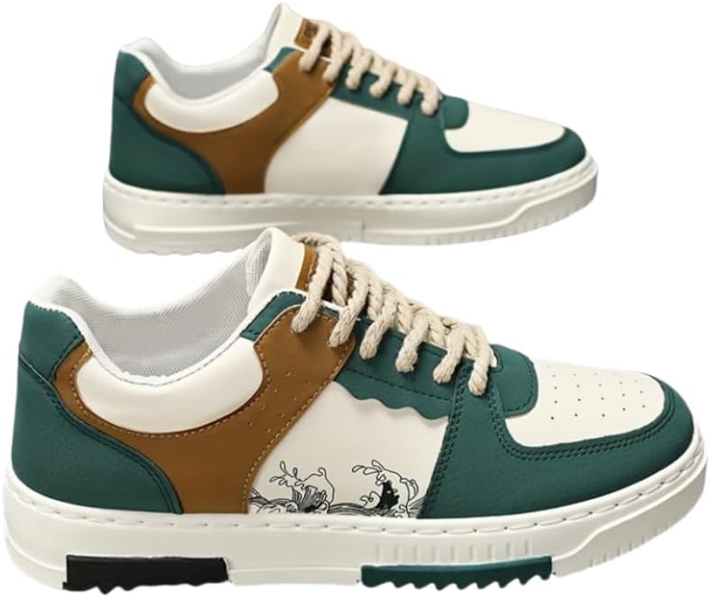 

Мужские модные кроссовки в уличном стиле с волнистым узором, низкие скейтбордические кроссовки с удобной нескользящей шнуровкой для активного отдыха на улице Hhhchpm, зеленый