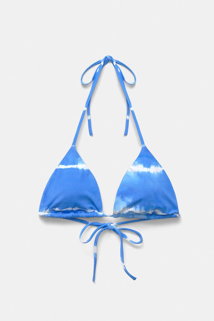 

Верх бикини с принтом «Tie-Dye» Pull And Bear, синий