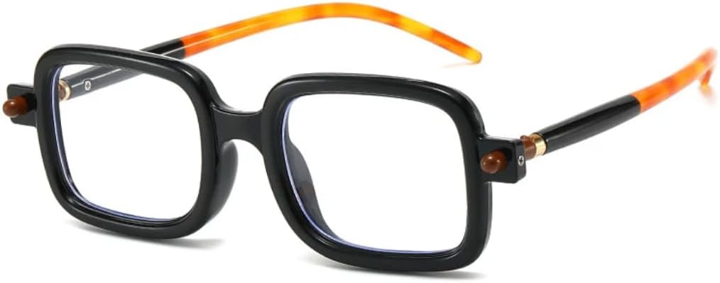 

Модные квадратные солнцезащитные очки для женщин, защита от УФ-излучения UV400, винтажные заклепки, мужские панк-очки, прозрачные с градиентом UATXTAU, Black Amber Clear