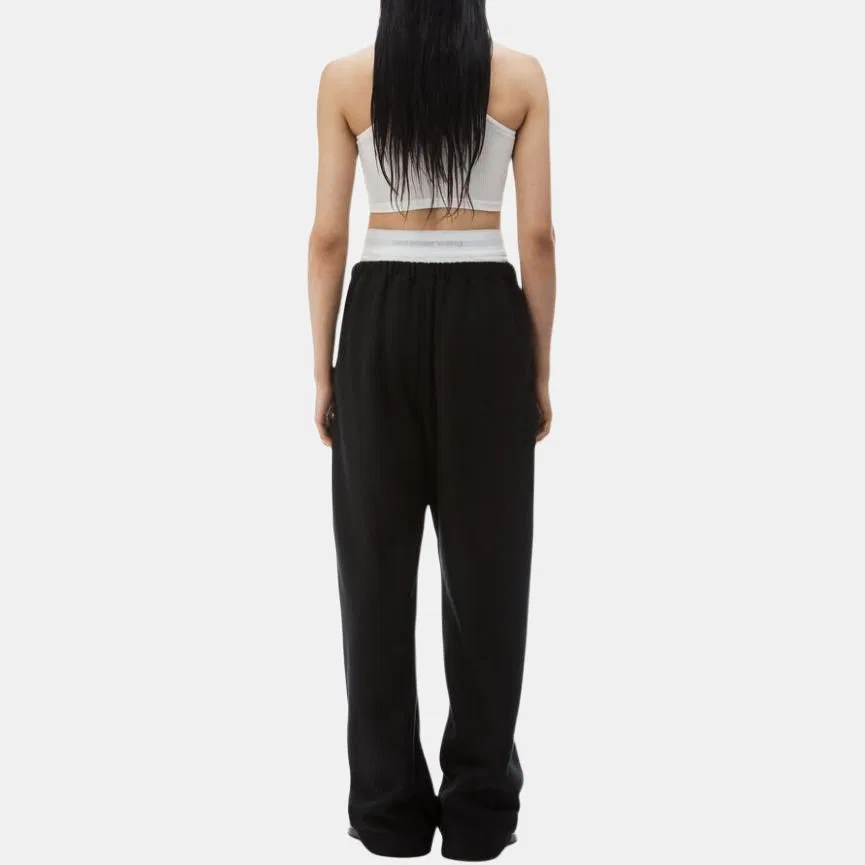 Тренировочные штаны из хлопка с многослойным дизайном Alexander Wang, Black — фото 4
