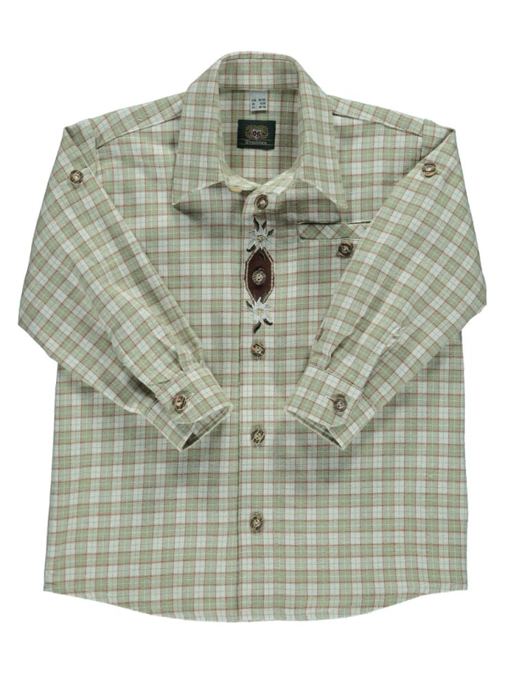 

Детская традиционная рубашка Дадиль оливкового цвета OS-Trachten