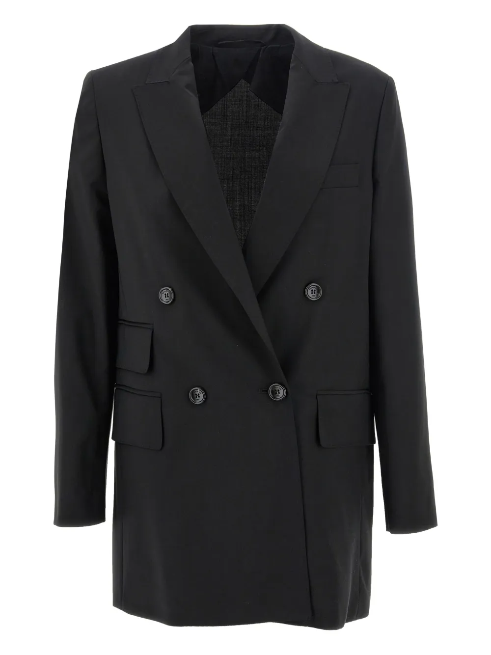 

Двубортный шерстяной блейзер MAX MARA, черный