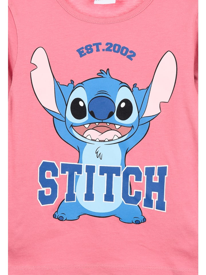Детская рубашка с длинными рукавами, розового цвета. Stitch — фото 3