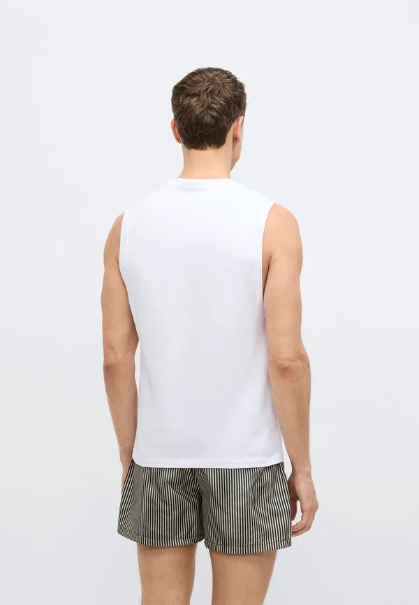 Пижамная блузка без рукавов с ярким логотипом Emporio Armani, White — фото 4