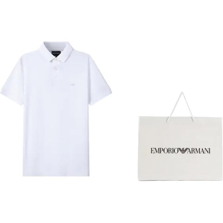 Футболка поло с коротким рукавом и принтом логотипа EMPORIO ARMANI, белая — фото 3