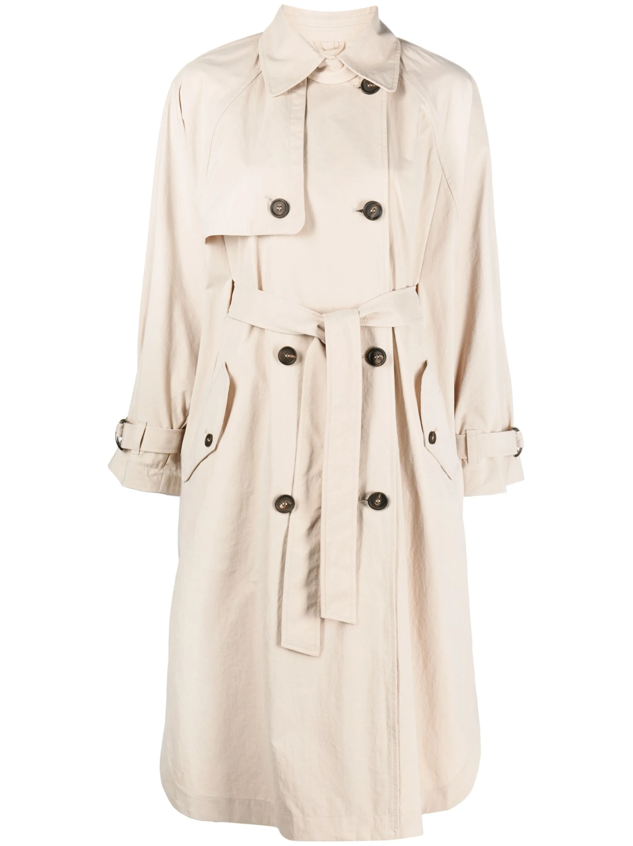 

Тренч на пуговицах Brunello Cucinelli, бежевый
