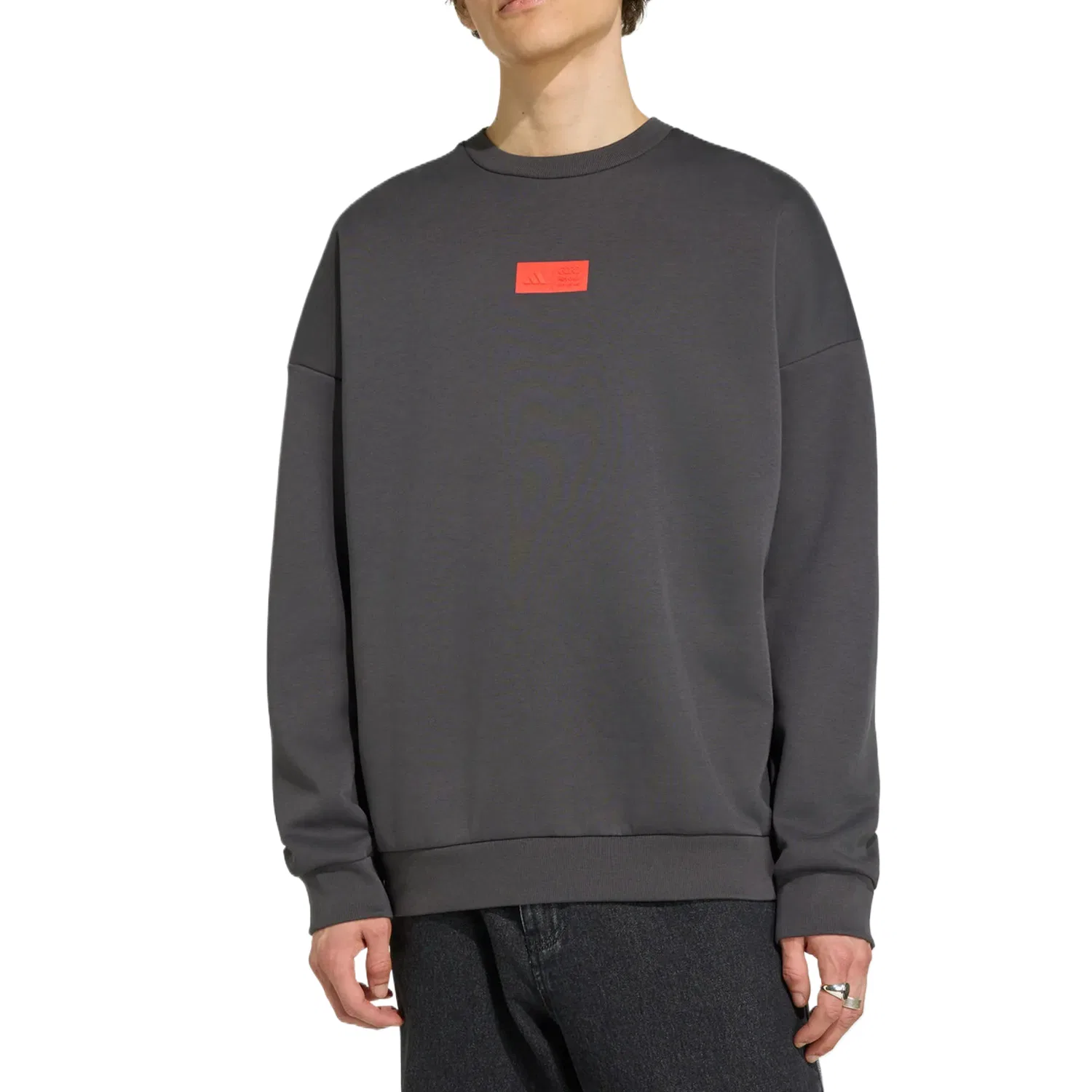 Свитшот мужской с круглым вырезом Adidas Graphite Black/Bright Red — фото 3