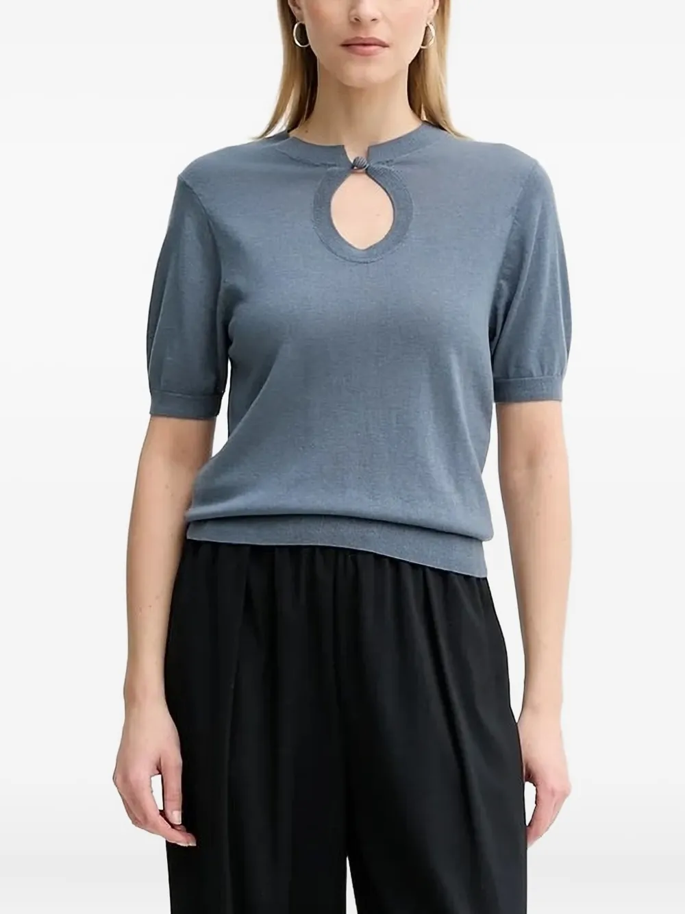 

Свитер с короткими рукавами и вырезом By Malene Birger, серый