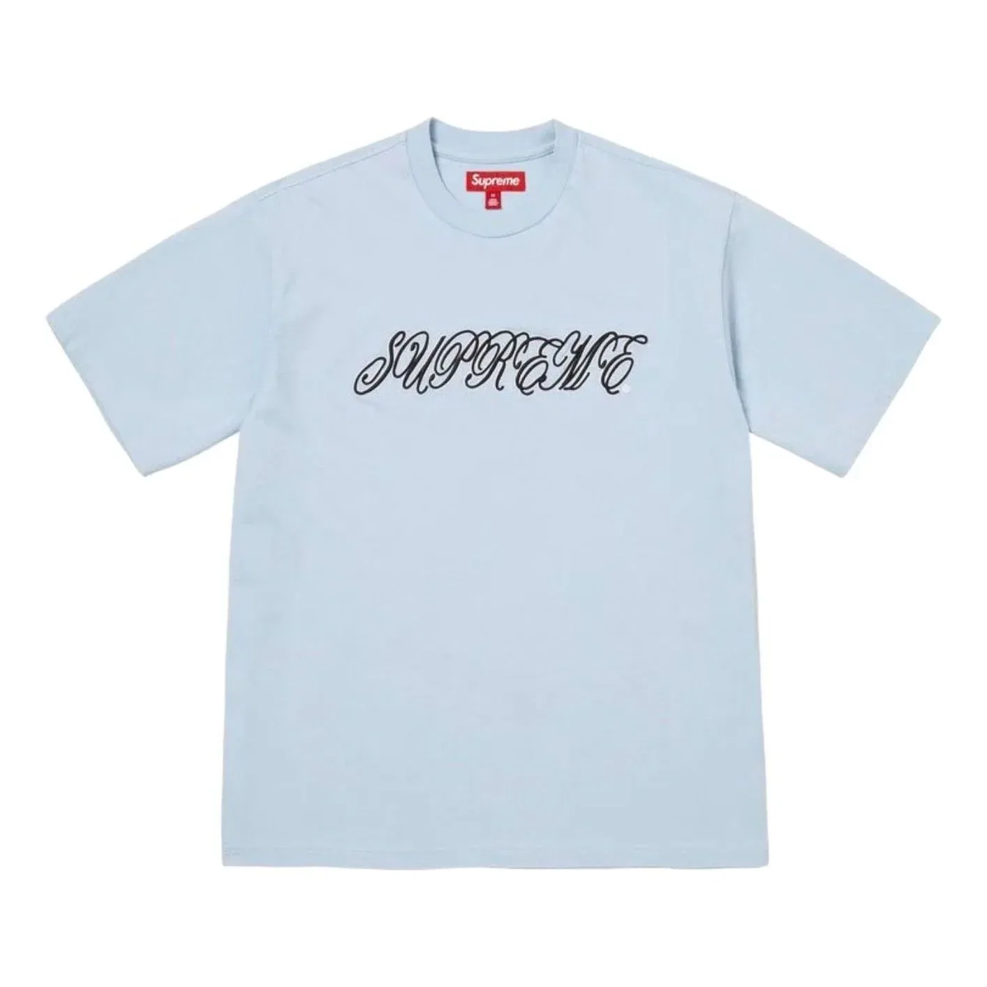 Футболка Supreme SS26 Raised Script S/S T-Shirt 'Light Blue' SUP-SS26-180-BLU, синий