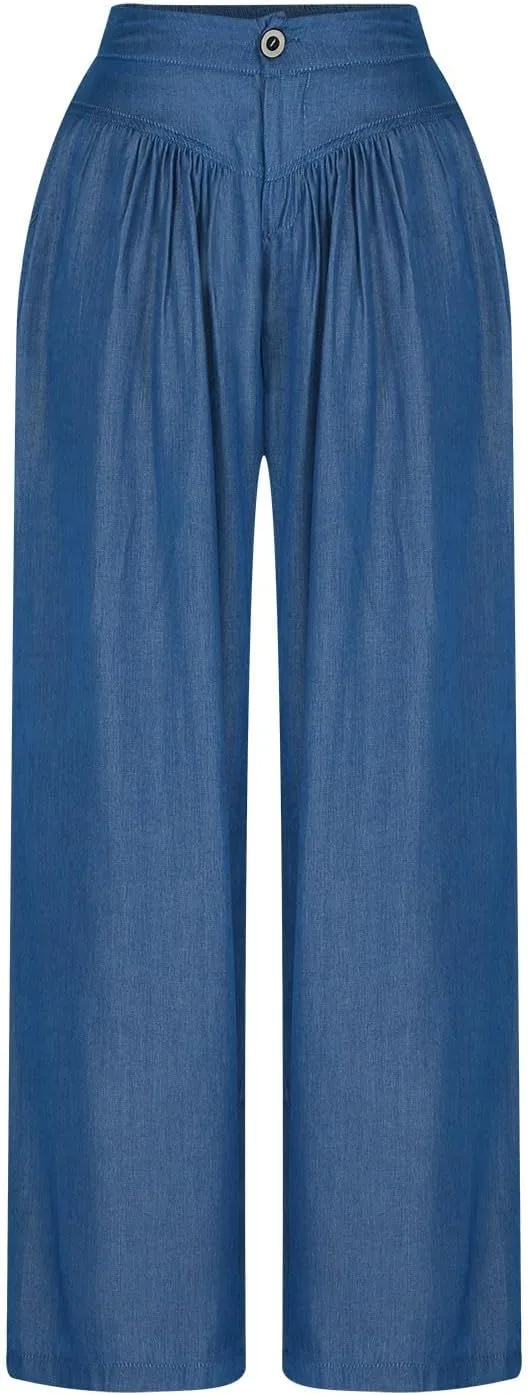 

Женские джинсы Wide Leg с защипами спереди, высокие