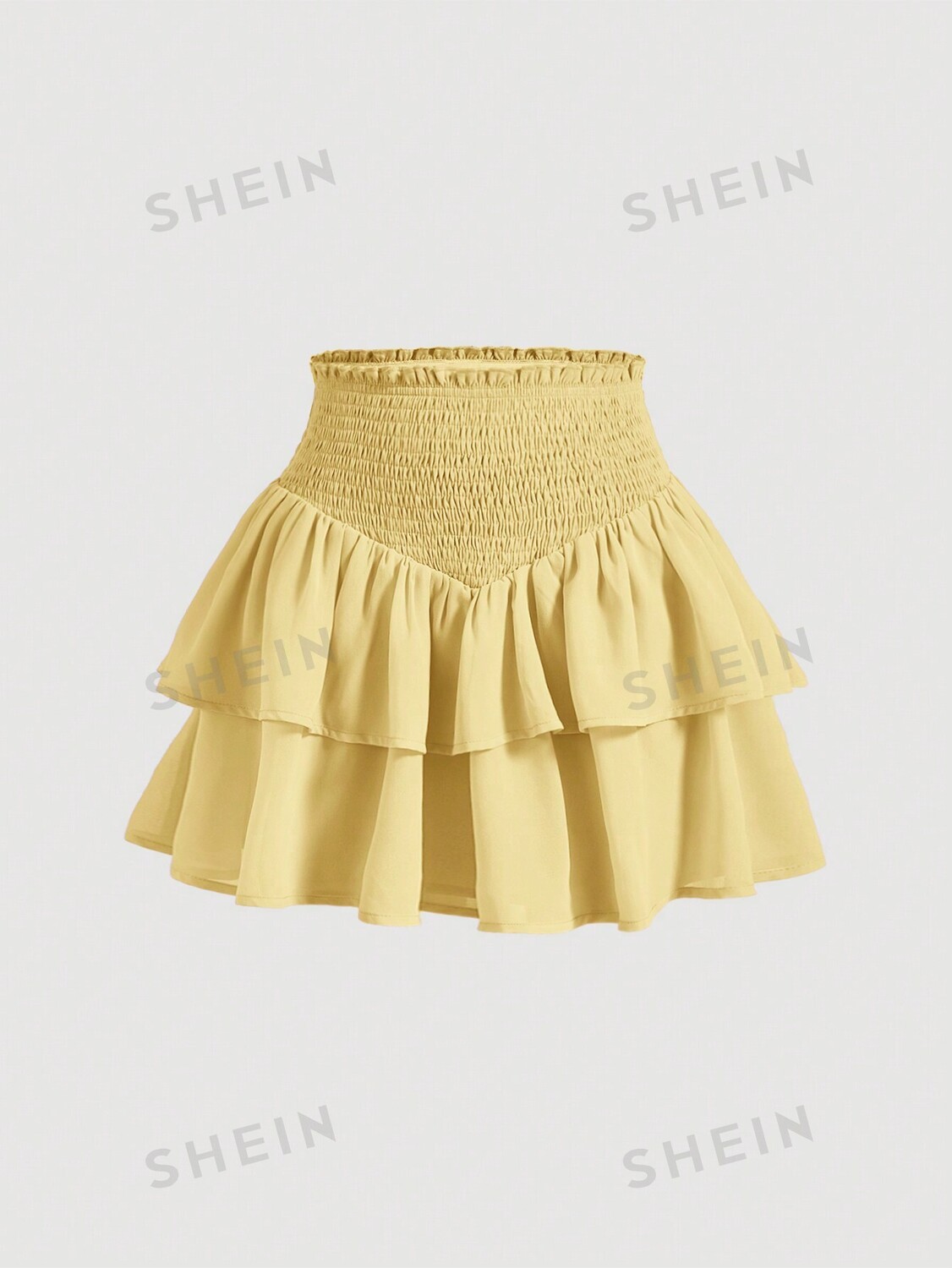 

Мини-юбка двухслойная Shein Mod Shein Mod с асимметричным подолом, желтый