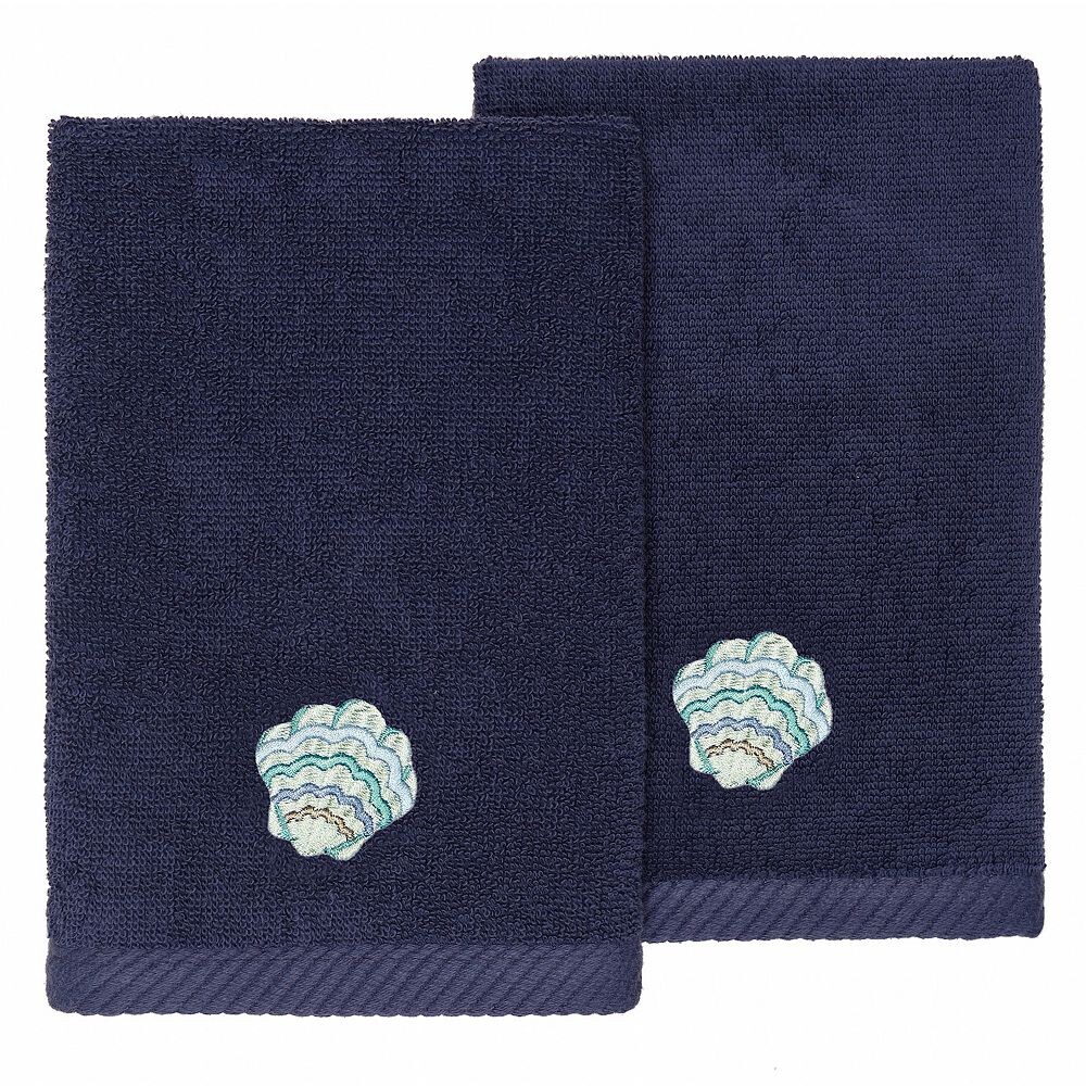 

Linum Home Textiles Турецкий хлопок Aaron Набор полотенец для кончиков пальцев с украшением из 2 предметов, цвет Marine