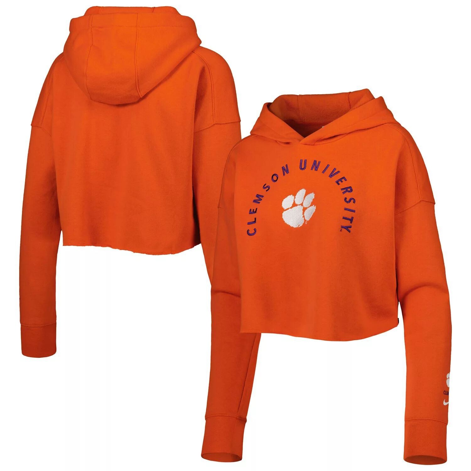 

Женский укороченный пуловер с худи Nike Orange Clemson Tigers 2-Hit Nike