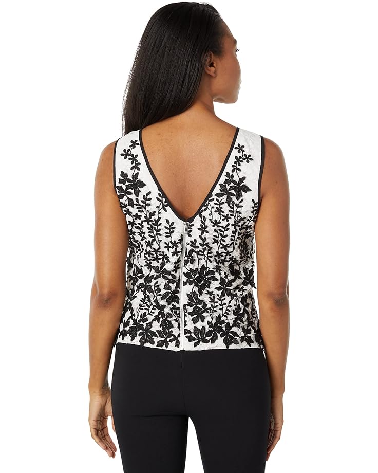 

Топ BCBGMAXAZRIA Embroidered Lace Top, цвет Off-White Combo